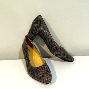 Trotters Kari (Dark Grey Snake) Women's 1-2 inch heel Shoes